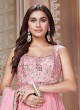 Pink Chiffon Floral Embroidered Anarkali Suit